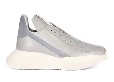 Pre-owned Rick Owens Men's  Strobe Runway Geo Geth Runner Sneakers In Dark Pearl/white