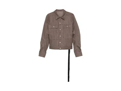Pre-owned Rick Owens Men's  Trucker Jacket In Dark Dust In Brown
