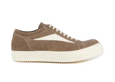 Pre-owned Rick Owens Men's  Vintage Sneaks Velour Suede Sneakers In Dust Grey/milk White