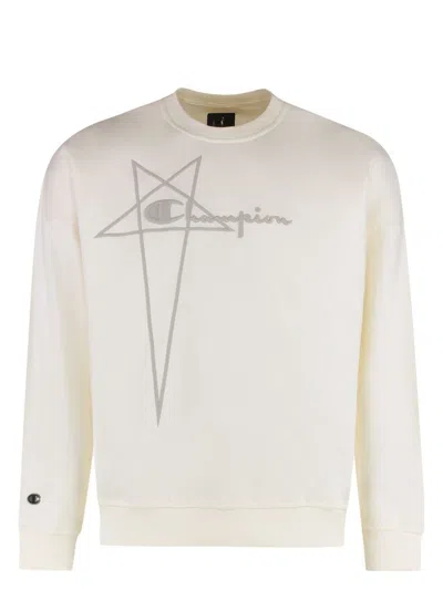 RICK OWENS MEN'S RICK OWENS X CHAMPION - COTTON CREW-NECK SWEATSHIRT