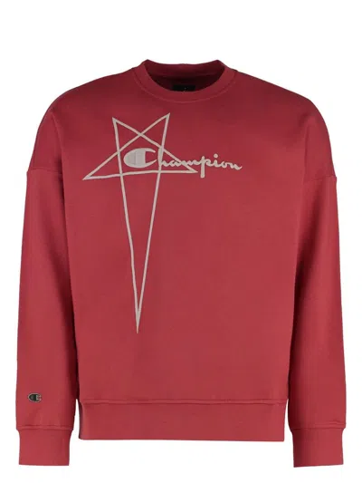 RICK OWENS MEN'S RICK OWENS X CHAMPION - COTTON CREW-NECK SWEATSHIRT