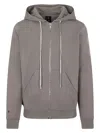 Rick Owens Logo-embroidered Zip-up Hoodie In Turtledove