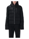 Rick Owens Black Cropped Hooded Down Jacket With Zip In Tech Fabric Man In Black