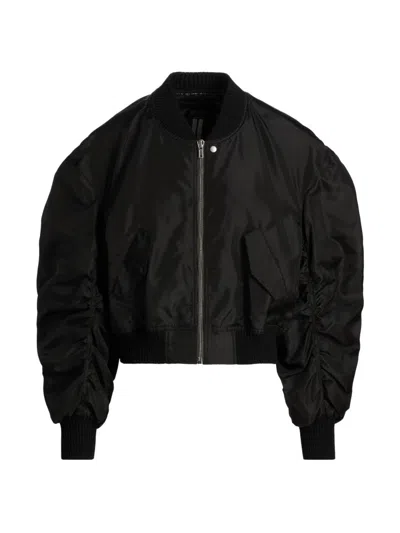 Rick Owens Mens Black Secchia Flight Silk Bomber Jacket