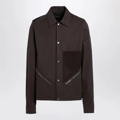 Rick Owens Men's Shirt Jacket Tour Snap Front Brown | Size 48 | Rr02d6708ctwwty