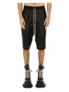 Rick Owens Drawstring Knee Length Shorts With Button Detailing In Black