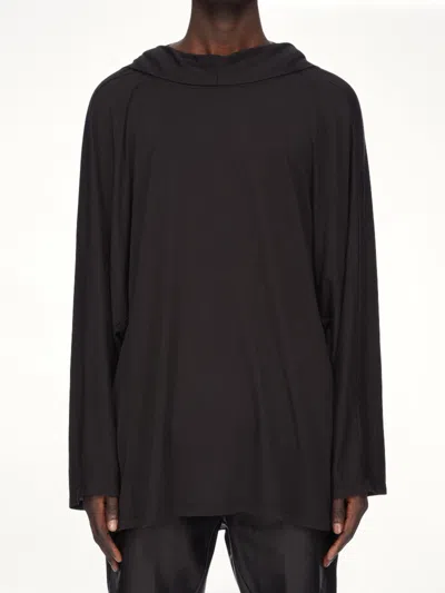 RICK OWENS MEN'S SILK WOOL HOODED TUNIC