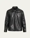 Rick Owens Calf Leather Bauhaus Jacket With Classic Collar In Black
