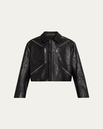 Rick Owens Men's Textured-leather Biker Jacket In Black