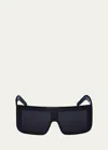 Rick Owens Men's Thick Flat-top Square Sunglasses In Blktemple/blklens