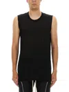 Rick Owens Round Neck Sleeveless Top In Light Fabric In Black