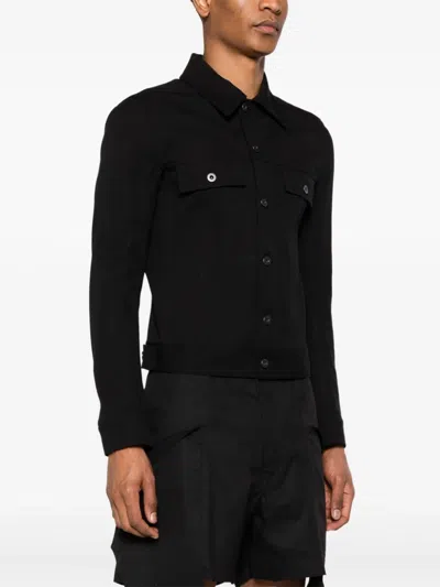 Rick Owens Bonotto Slim-fit Cotton-drill Trucker Jacket In 09 Black