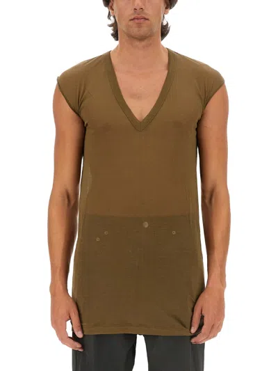 Rick Owens Men V-neck T-shirt In Brown