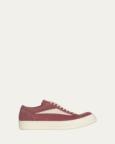 RICK OWENS MEN'S VINTAGE SNEAKS NUBUCK AND SUEDE LOW-TOP SNEAKERS