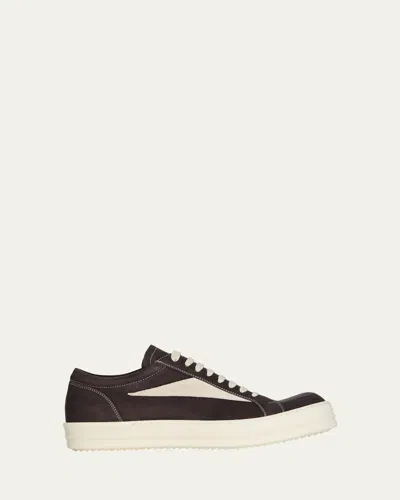 Rick Owens Men's Vintage Sneaks Nubuck And Suede Low-top Sneakers