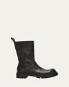 Rick Owens Men's Waxy Leather Creeper Boots In Black
