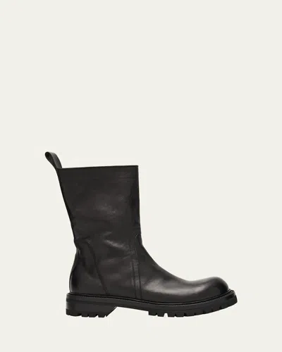 Rick Owens Men's Waxy Leather Creeper Boots In Black