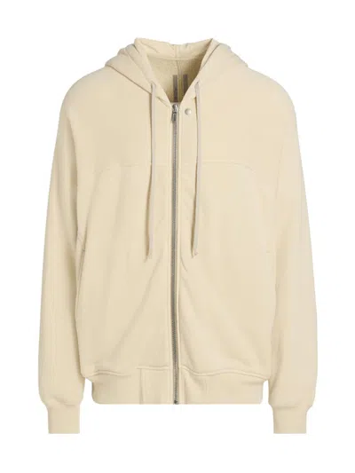 Rick Owens Men's Windbreaker Fleece Cotton Zip-front Hoodie In Neutral