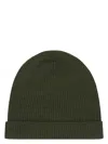 Rick Owens Ribbed Wool Hat Folded Cuff In Green