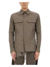 Rick Owens Structured Cotton Work Shirt With Button-down Front In Grey