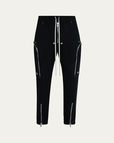 RICK OWENS MEN'S ZIPPED WOOL DRAWSTRING PANTS