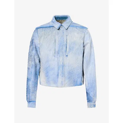 Rick Owens Mens Alice Boxy Leather Jacket Nublu Melange