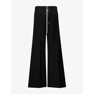 Rick Owens Mens Bela Drawstring Wide-leg Wool Trousers Black