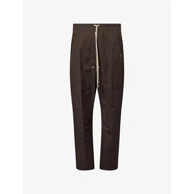 Rick Owens Mens Dark Dust Bela Straight-leg Cotton Trousers In Brown