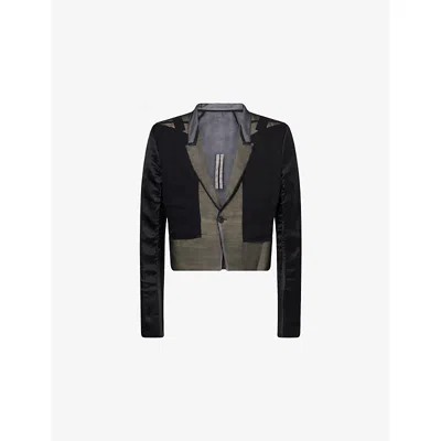 Rick Owens Mens Black Alice Notch-lapels Silk Blazer In Multi
