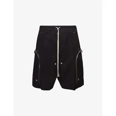 Rick Owens Mens Black Bauhaus Bela Zipped Cotton Shorts