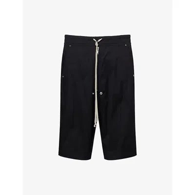 Rick Owens Mens Black Bela Pods Drawstring Stretch-cotton Trousers
