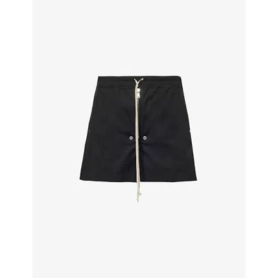 Rick Owens Mens Black Bela Two-slip-pockets Relaxed-fit Stretch-cotton Shorts