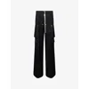 Rick Owens Wide-leg Trousers With High Waist And Utility Pockets In Black
