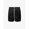 Rick Owens Mens Black Side-split Relaxed-fit Leather Shorts In Black