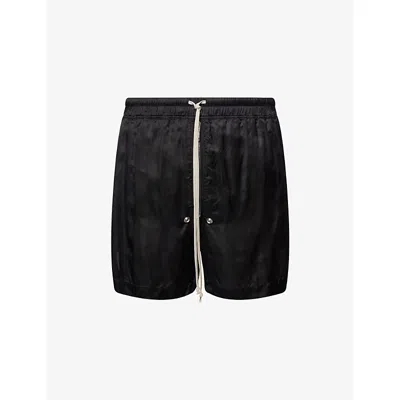 Rick Owens Mens Black Bela Zipped Cupro Boxer Shorts
