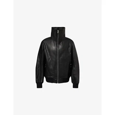 Rick Owens Mens Black Blixa Dracu-collar Leather Jacket