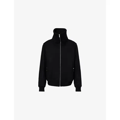RICK OWENS MENS BLACK BLIXA DRACU-COLLAR WOOL BLEND JACKET