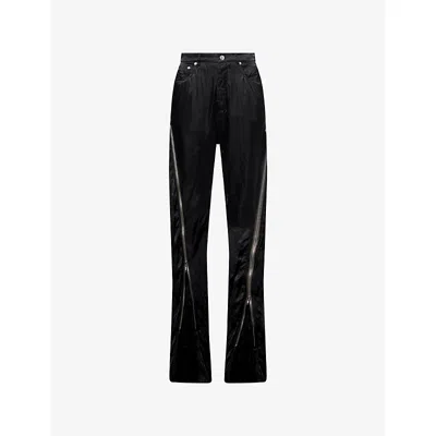 Rick Owens Mens Black Bolan Banana Satin Trousers