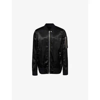 Rick Owens Mens Black Classic Flight Satin Bomber Jacket