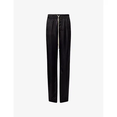 Rick Owens Mens Black Dietrich Drawstring-waist Woven Trousers