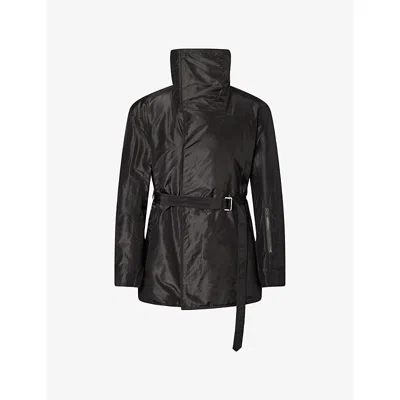 Rick Owens Mens Black Dracucaban Belted Silk Jacket