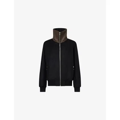Rick Owens Mens Black Dracuflight High-neck Wool Bomber Jacket