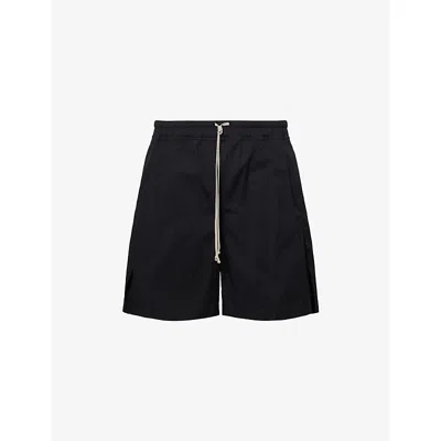 Rick Owens Mens Black Drawstring Relaxed-fit Stretch-cotton Shorts