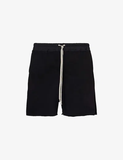 RICK OWENS MENS BLACK DRAWSTRING-WAISTBAND MID-RISE STRETCH-COTTON SHORTS