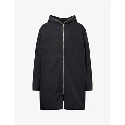 Rick Owens Mens Black Gimp Zip-up Hood Woven Coat