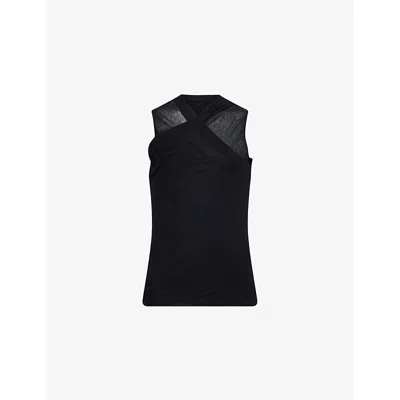 Rick Owens Mens Black Hollywood Banana Wrap-around Cotton Top
