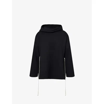 Rick Owens Mens Black Hooded Oversized Cashmere Tunic
