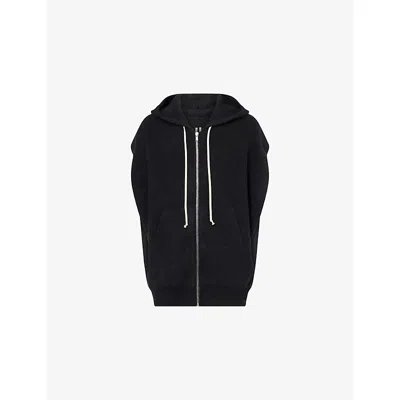 Rick Owens Mens Black Hun Sleeveless Wool-blend Hoody