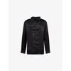 Rick Owens Mens Black Island Asymmetric-collar Cupro Shirt In Black