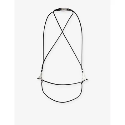 Rick Owens Mens Leather Cord Tank Black